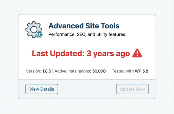 Warning sign of an abandoned plugin