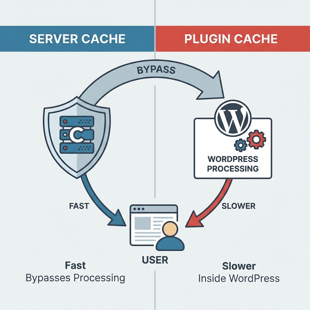 Server Level vs Plugin Level Caching Diagram